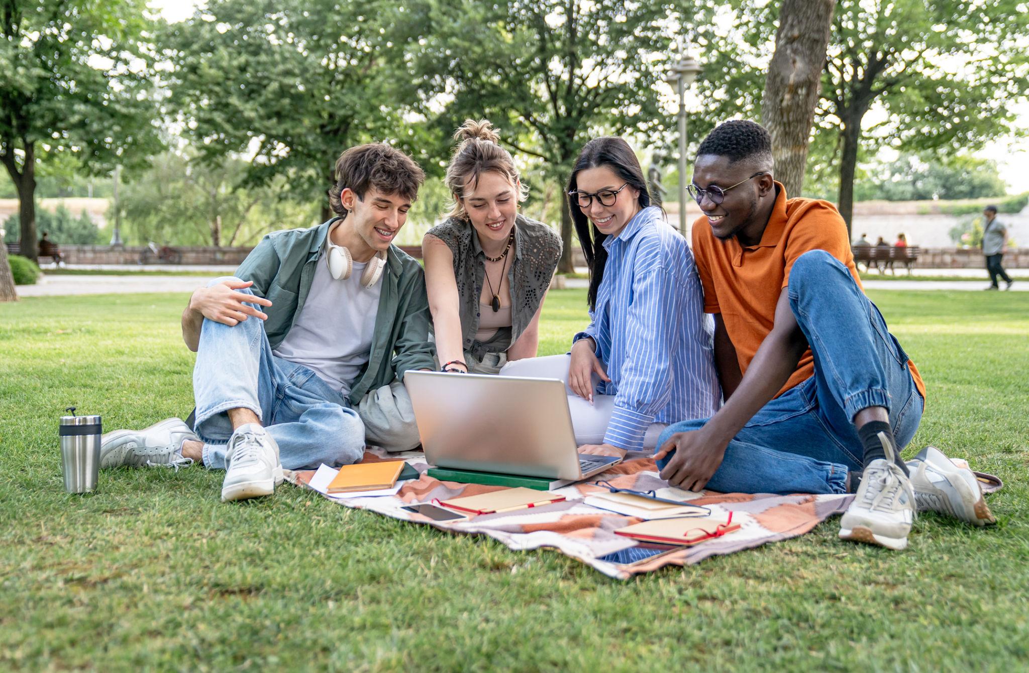 College students studying together